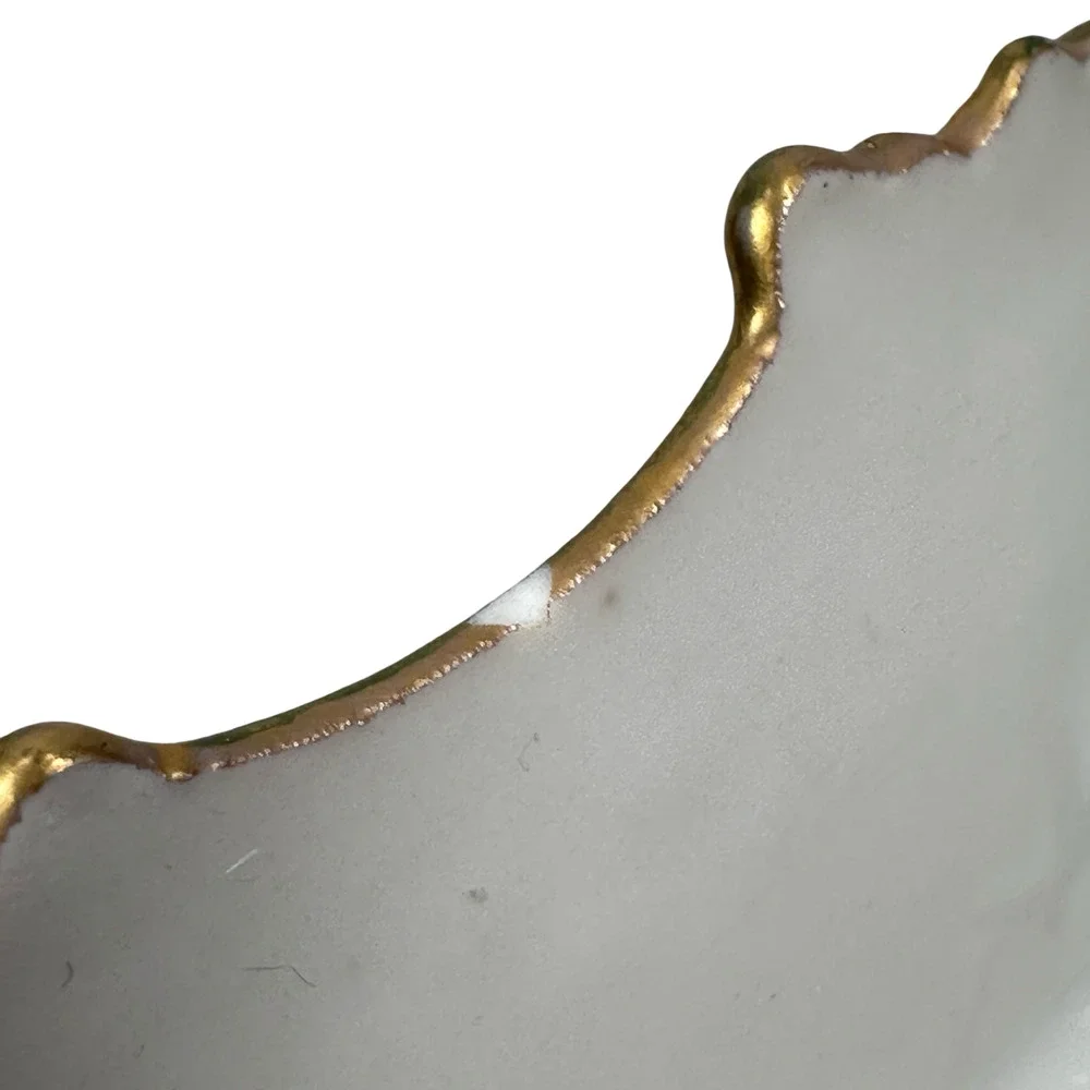 Vintage Limoges Art Nouveau LS&S Straus Salad Plates Roses Green Gold Lot‎ of 4